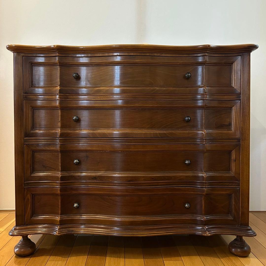 バロッサバレンティ ダークブラウン 木製 4段 引き出し タンス