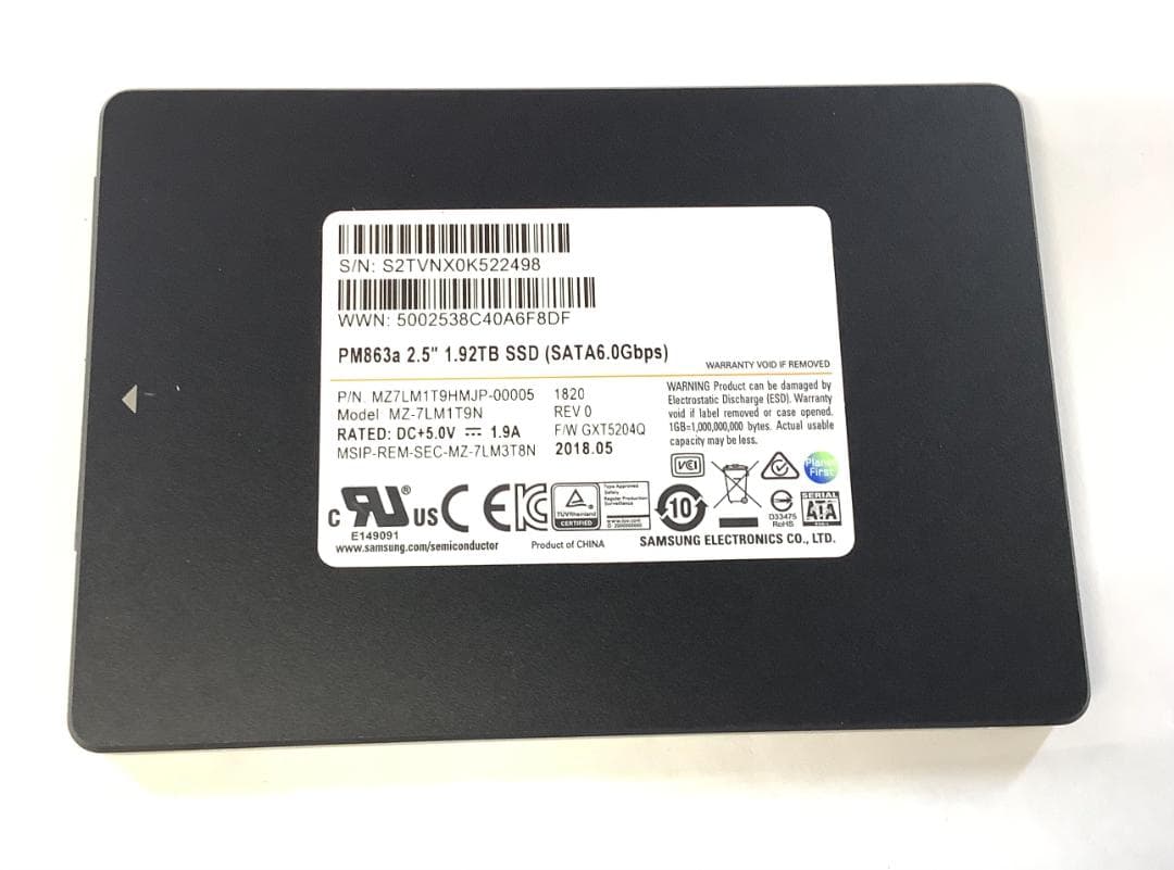 ②-WA275-SAMSUNG SATA 1.92TB 2.5 SSD 1点