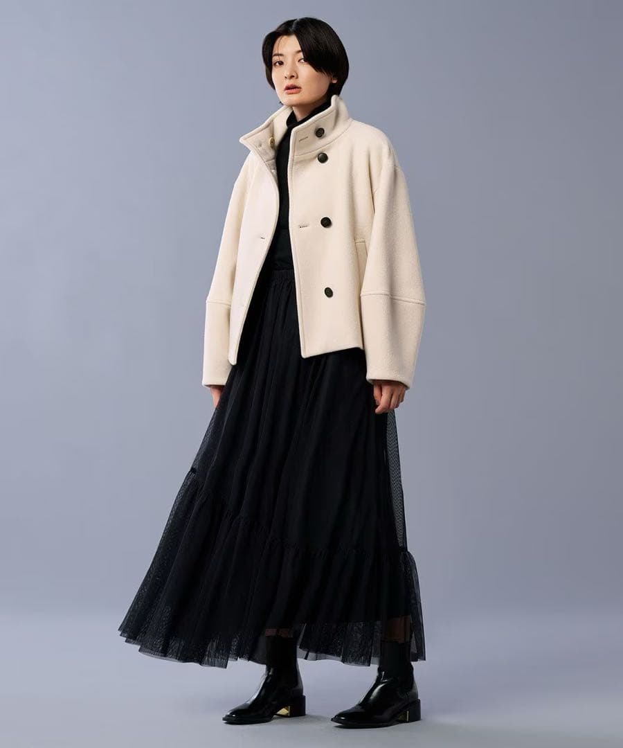 【新品未使用】uncrave スタンドネックコート アイボリー