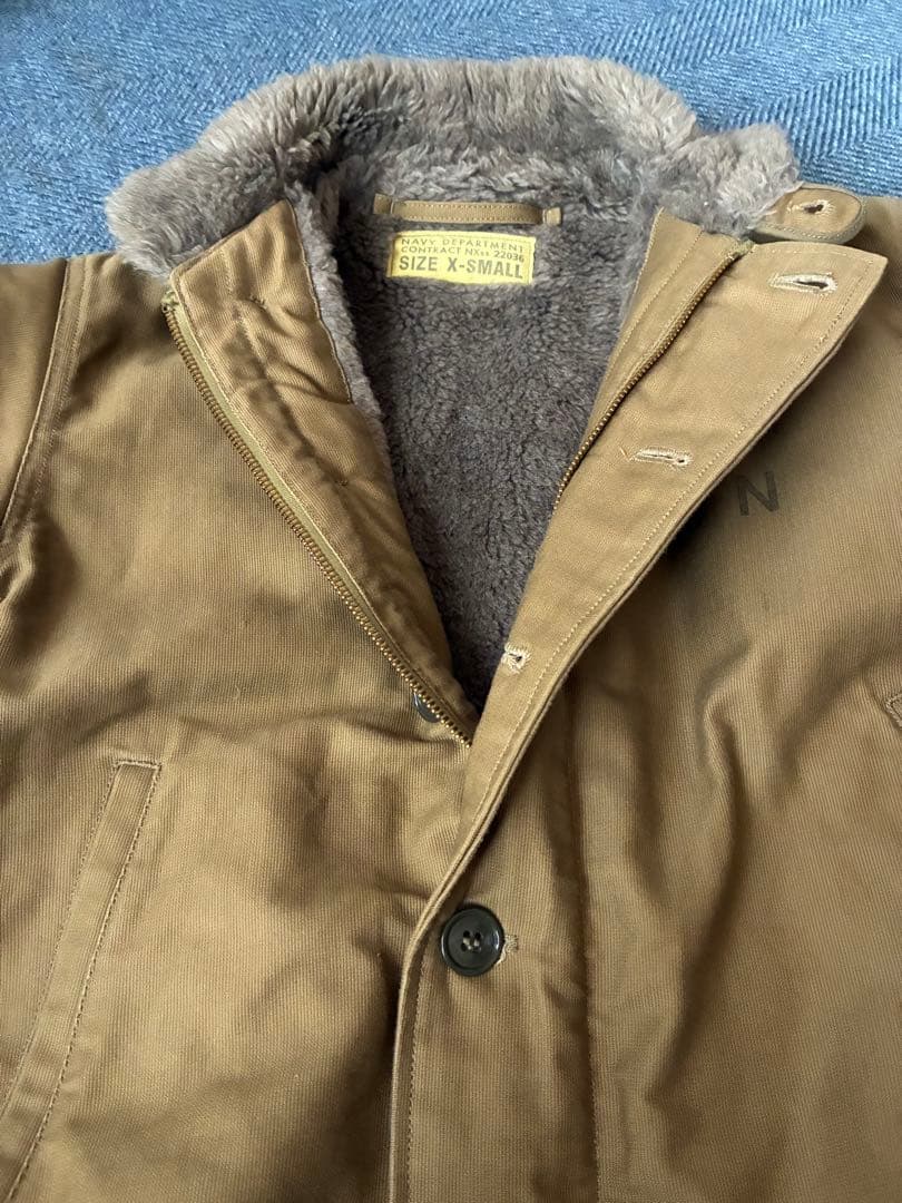 USN ブラウン ミリタリージャケット X-Small