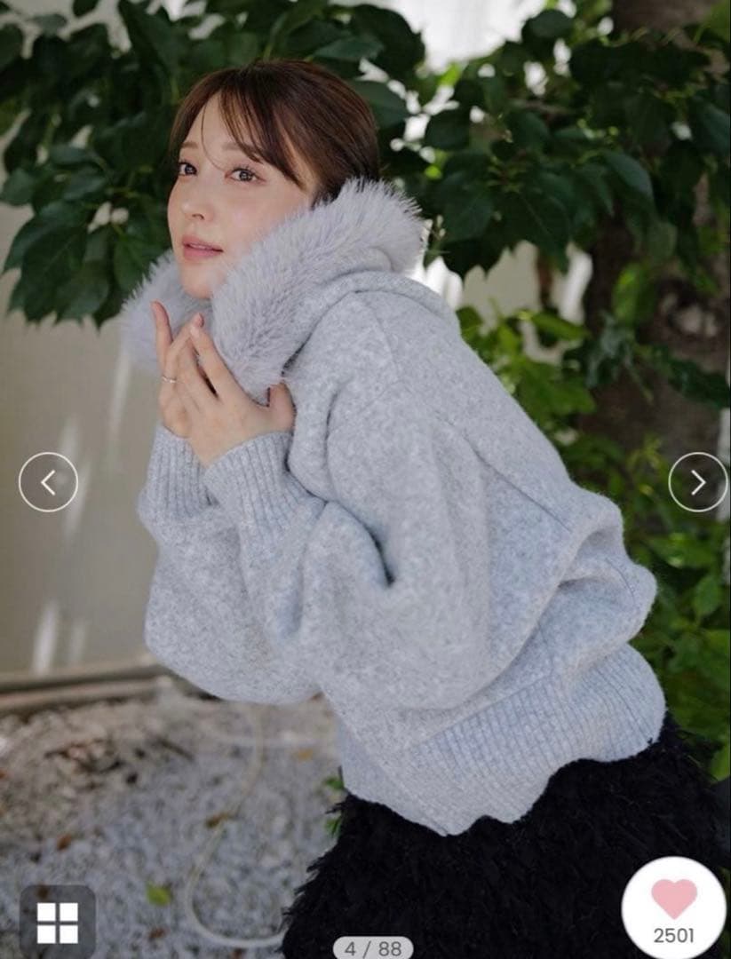 SNIDEL ファーニットフーディ USAGI ONLINE限定 GRY