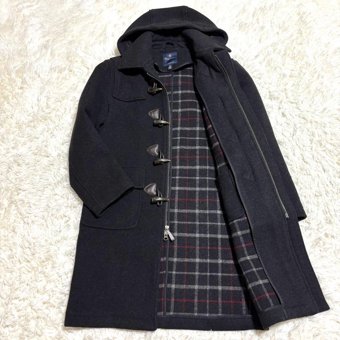 【極美品】ブルックスブラザーズ　ダッフルコート　チェック　フード　ウール