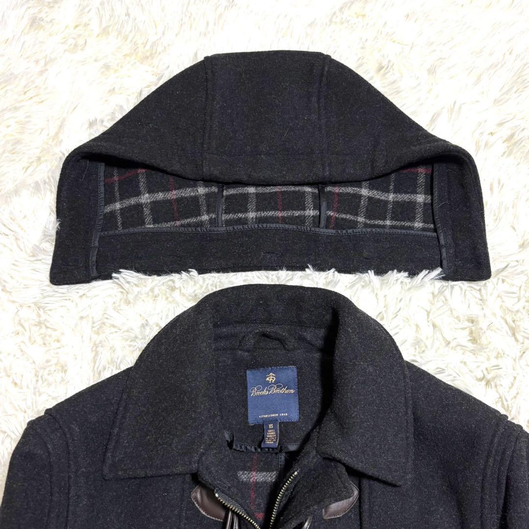 【極美品】ブルックスブラザーズ　ダッフルコート　チェック　フード　ウール
