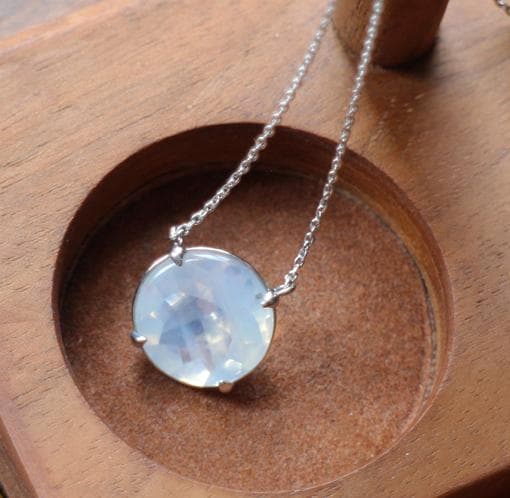 ★スタージュエリー★K18WGムーンストーンネックレス18金ホワイトゴールド