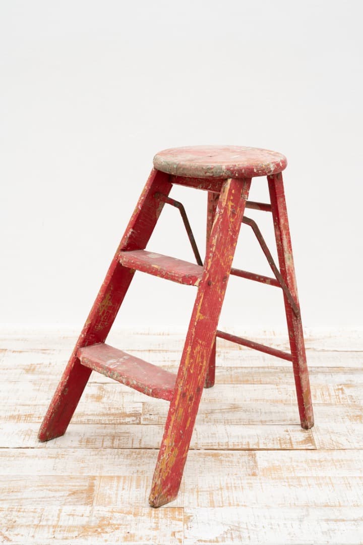 イス スツール ラダー 木製 ペイント アンティーク 椅子 店舗 什器