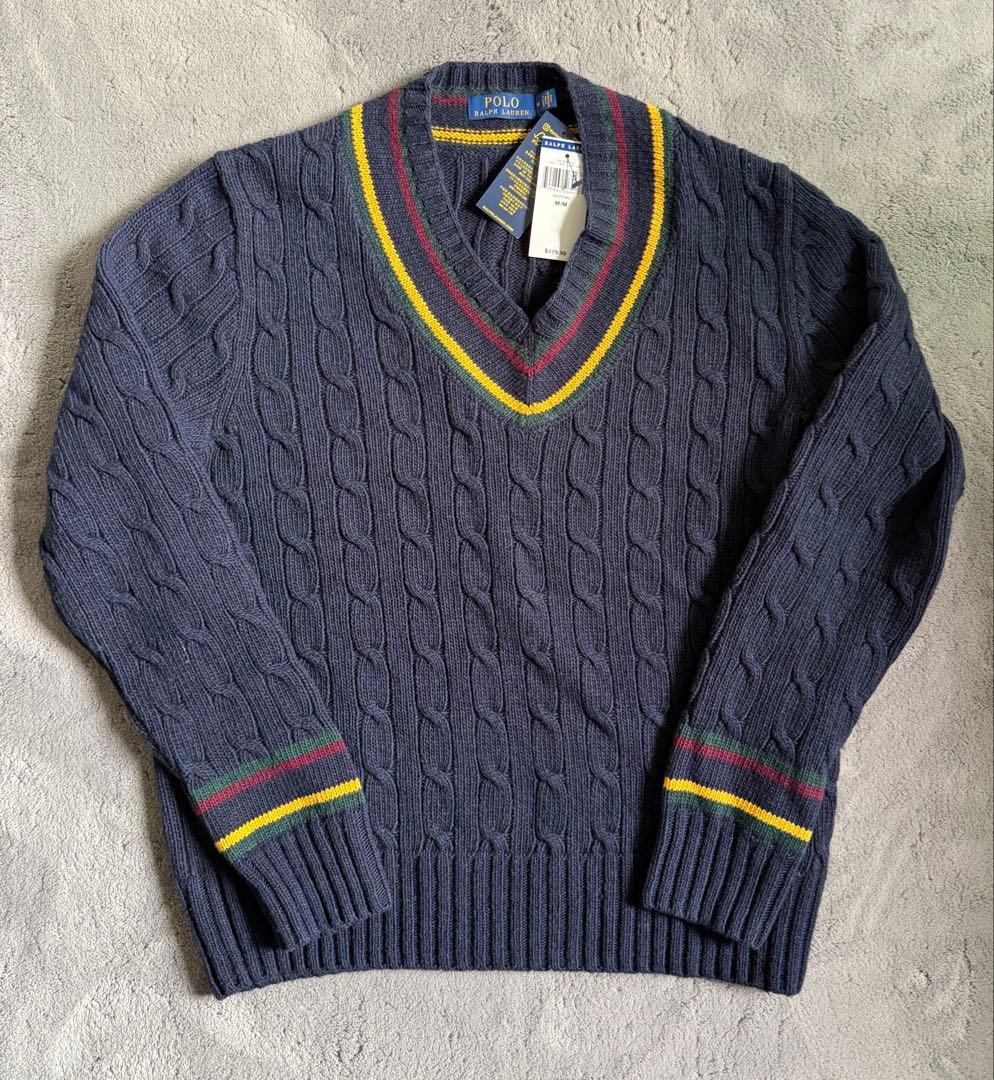 未使用　ラルフローレン　チルデンニット M ネイビー　紺色