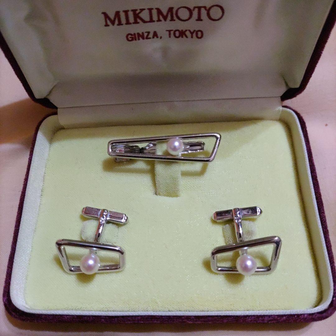 【未使用・箱付き】ミキモト MIKIMOTO  パール カフス タイピン セット