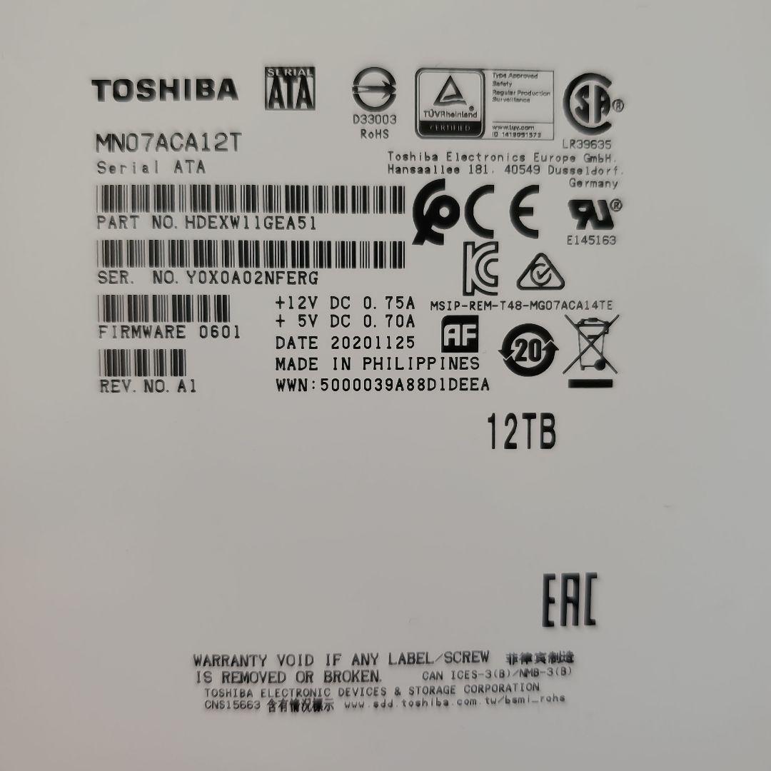 TOSHIBA 12TB 内蔵型HDD MN07ACA12T