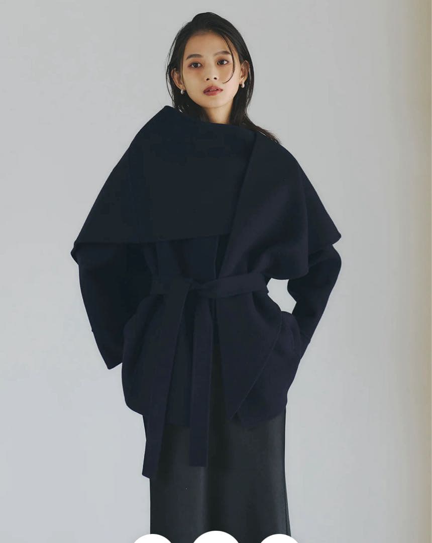 anuans リバーウールミドルマフラーコート