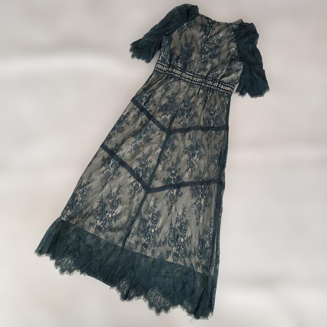 【美品】Dorry doll ショルダーギャザーラッセルレースワンピース　M