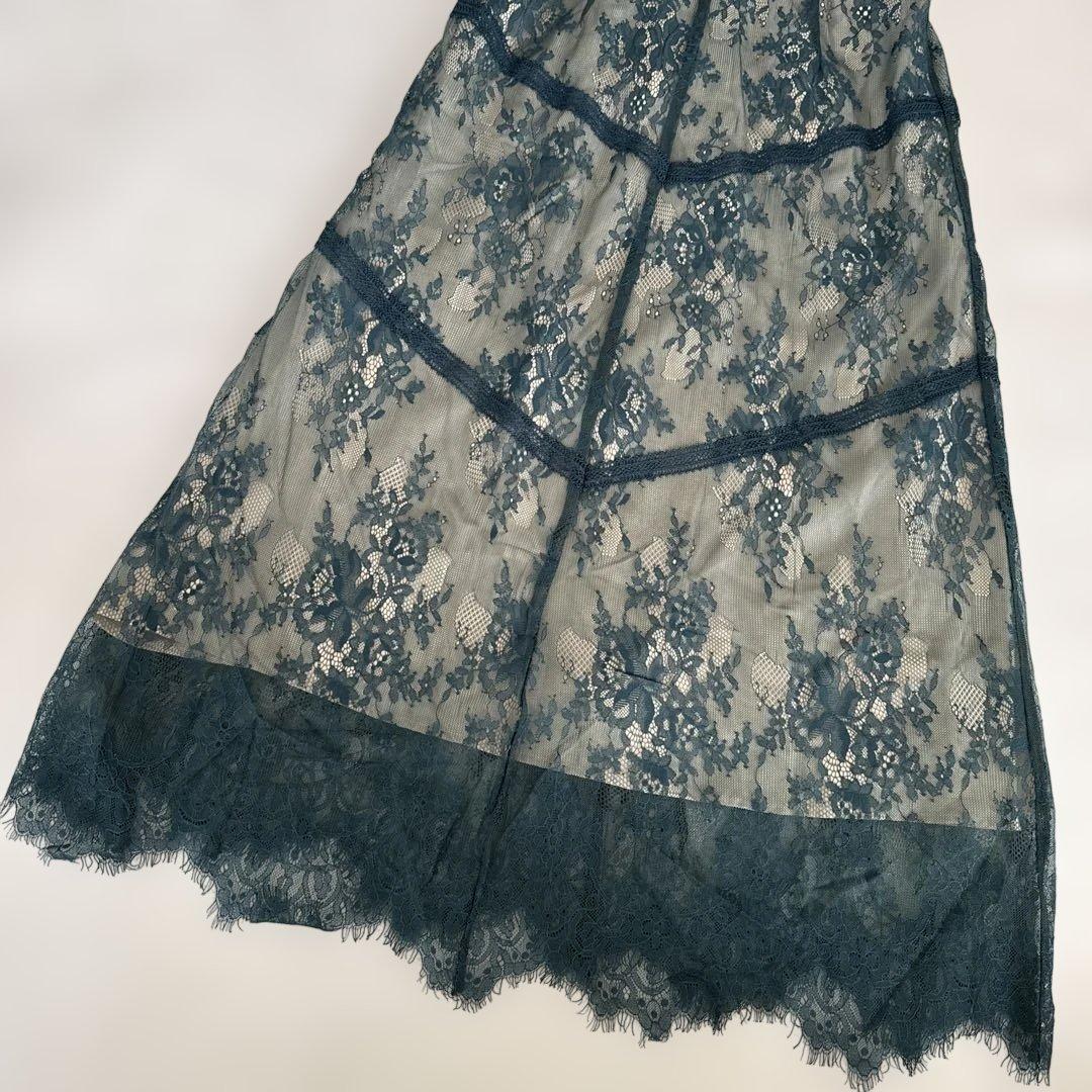 【美品】Dorry doll ショルダーギャザーラッセルレースワンピース　M