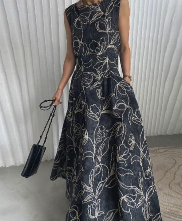 AMERIDENIMLIKEFLOWERDRESSデニムフラワードレスワンピース