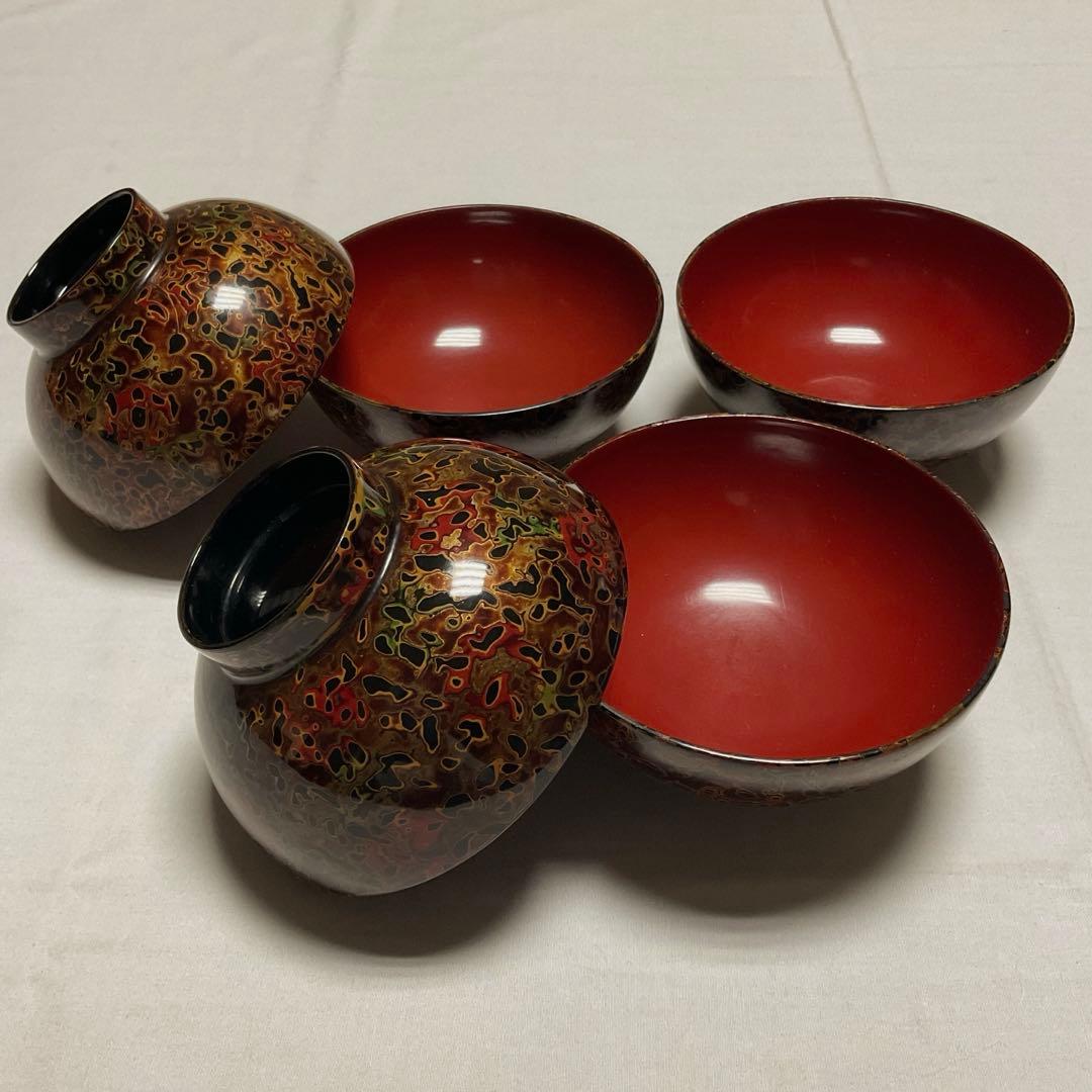 津軽塗り お椀5客セット 和食器 漆器 汁椀 ヴィンテージ
