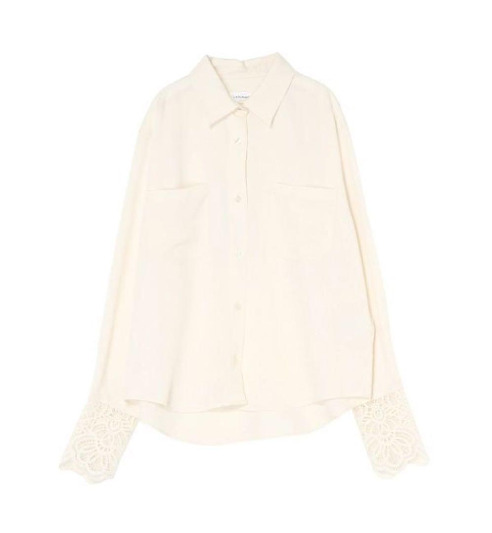 ラグナムーン　レースカフスシャツ　アイボリー