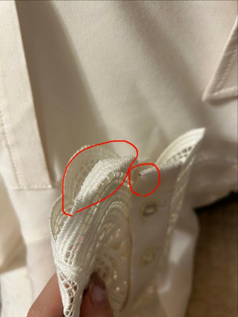 ラグナムーン　レースカフスシャツ　アイボリー