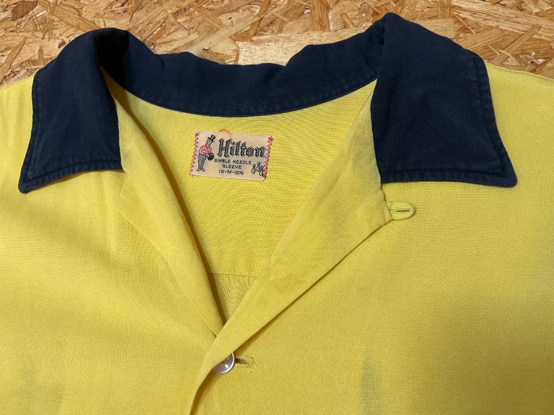 HILTON ヒルトン 50s 半袖 ボウリングシャツ 黄/黒 size M
