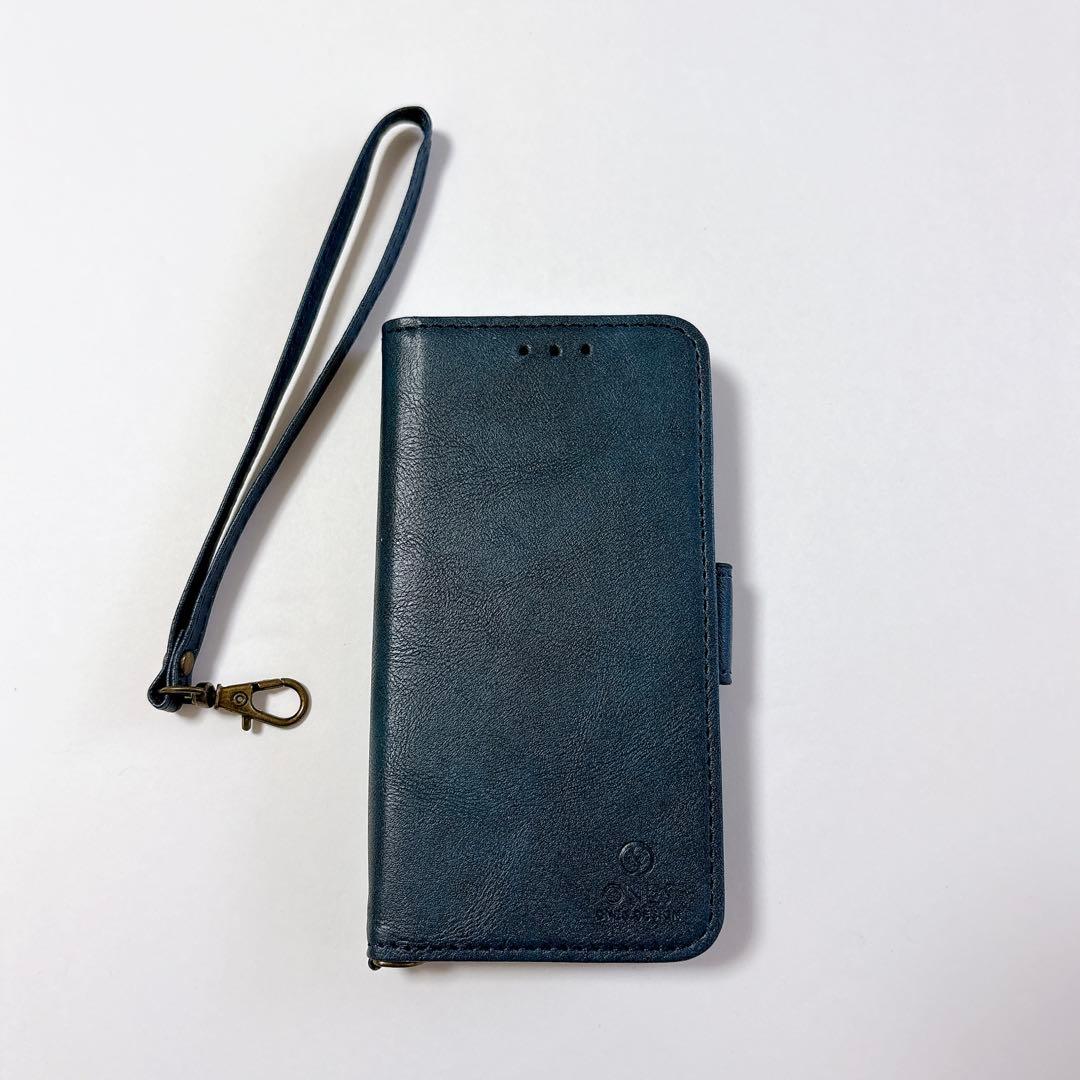 ONES iPhone 13 mini 手帳型 ケース 藍色 ストラップ 付き