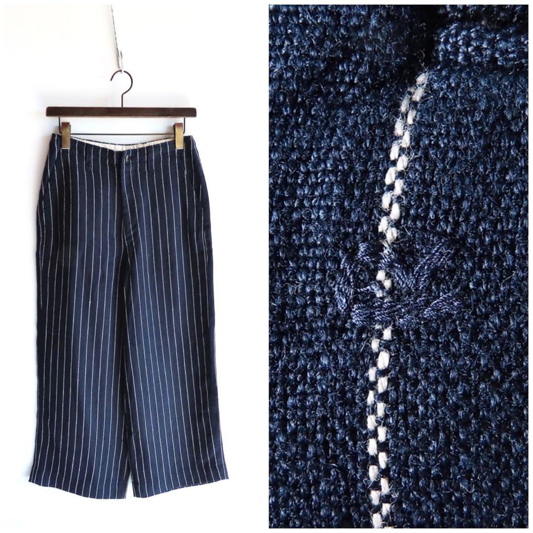 45R リネンピンストライプワイドパンツ 1 ストレートシルエット 45rpm