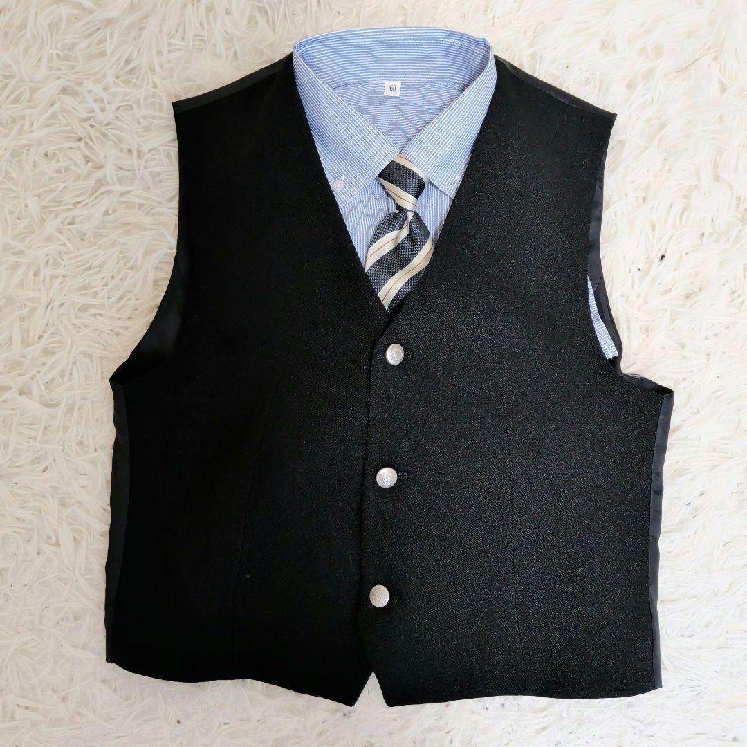 【極美品】ワンダーファクトリー スーツ 6点セット　ベスト　卒服　黒　160cm