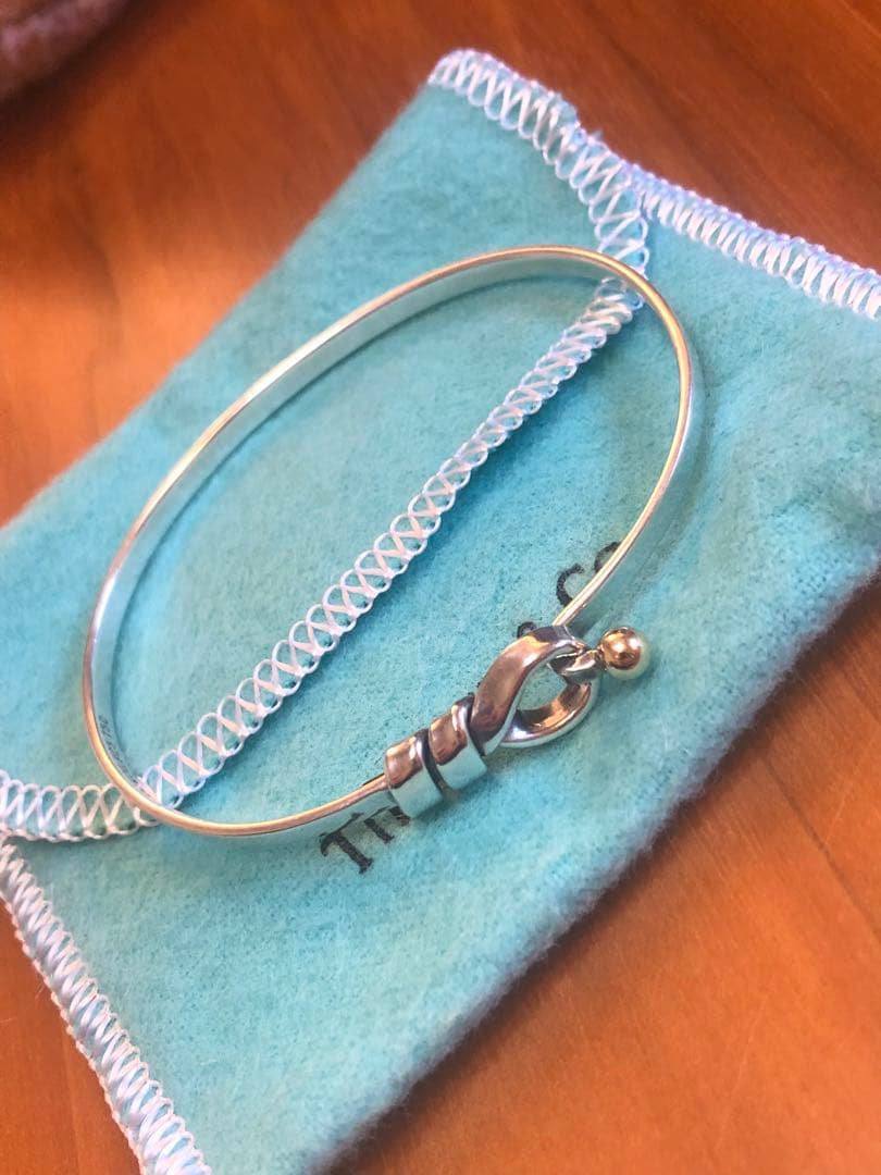 美品●ティファニー●750 925 フックアイ バングル ブレスレット