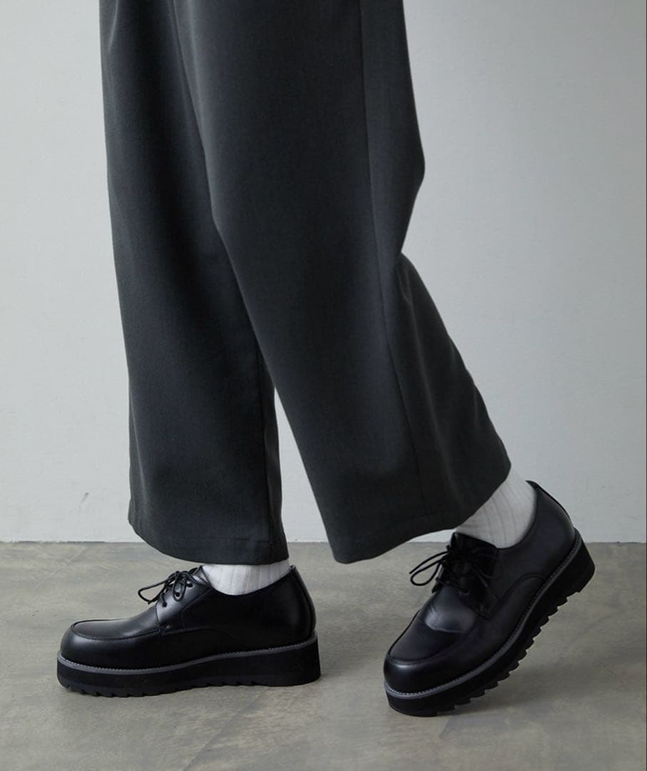 【CLEL】ハイソール シャーク ダービーシューズ（ブラック）