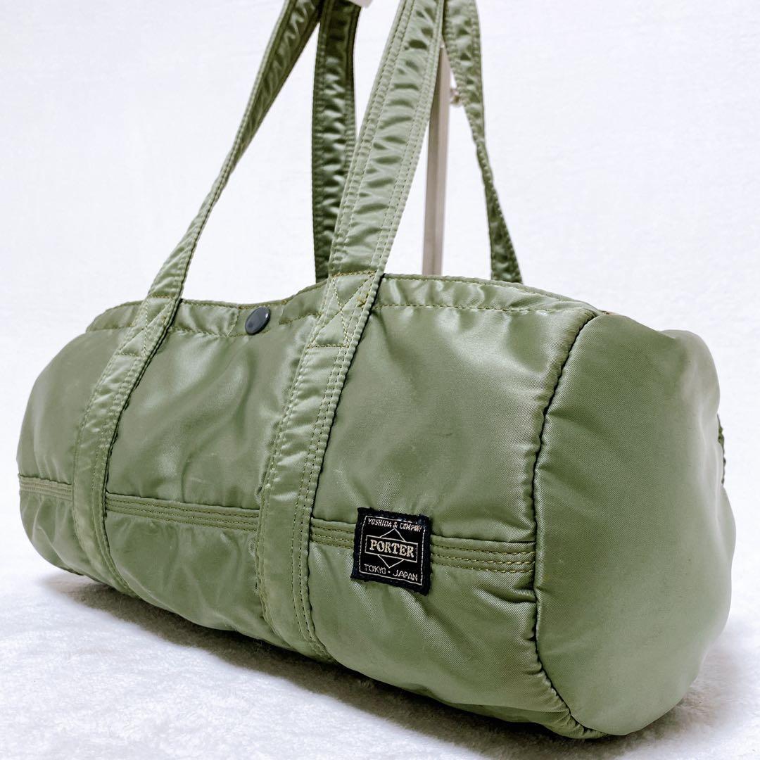 希少　美品　ポーター　タンカー　ミニボストンL　ドラムバッグ　セージグリーン　緑