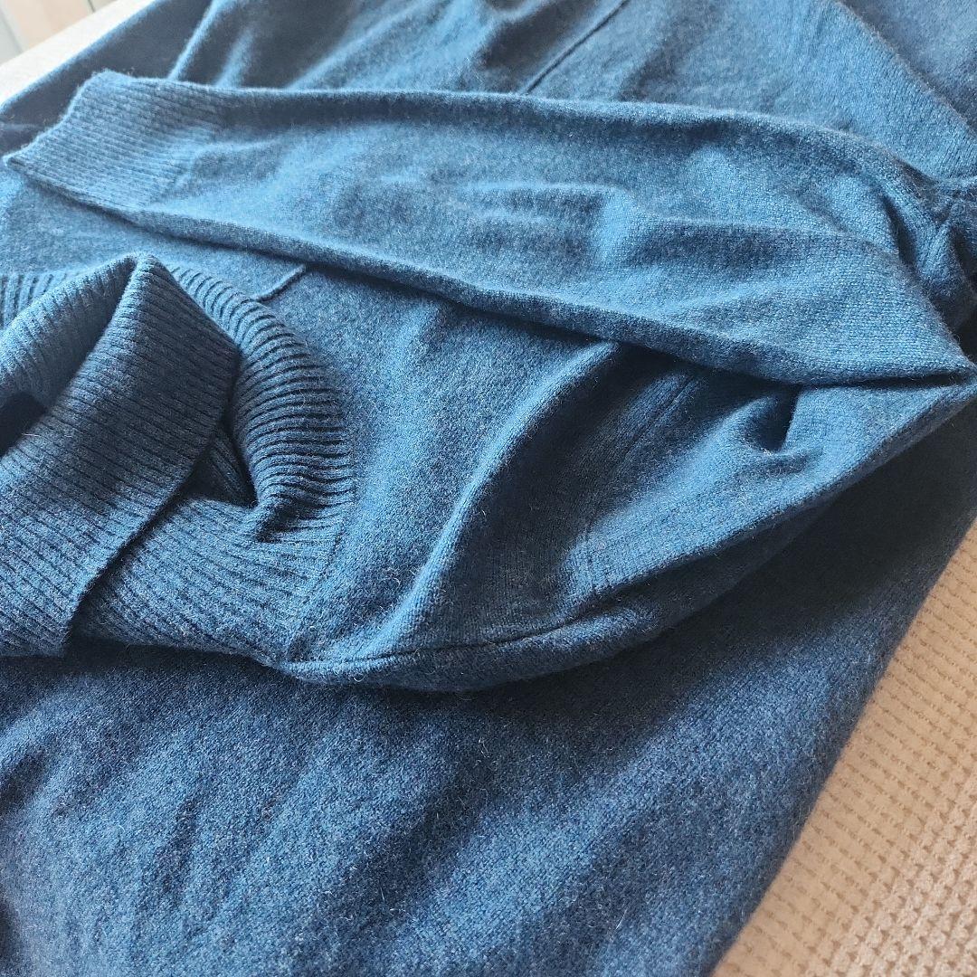 ダーマコレクション　カシミアニットタートルネックロングワンピース　LL　グリーン