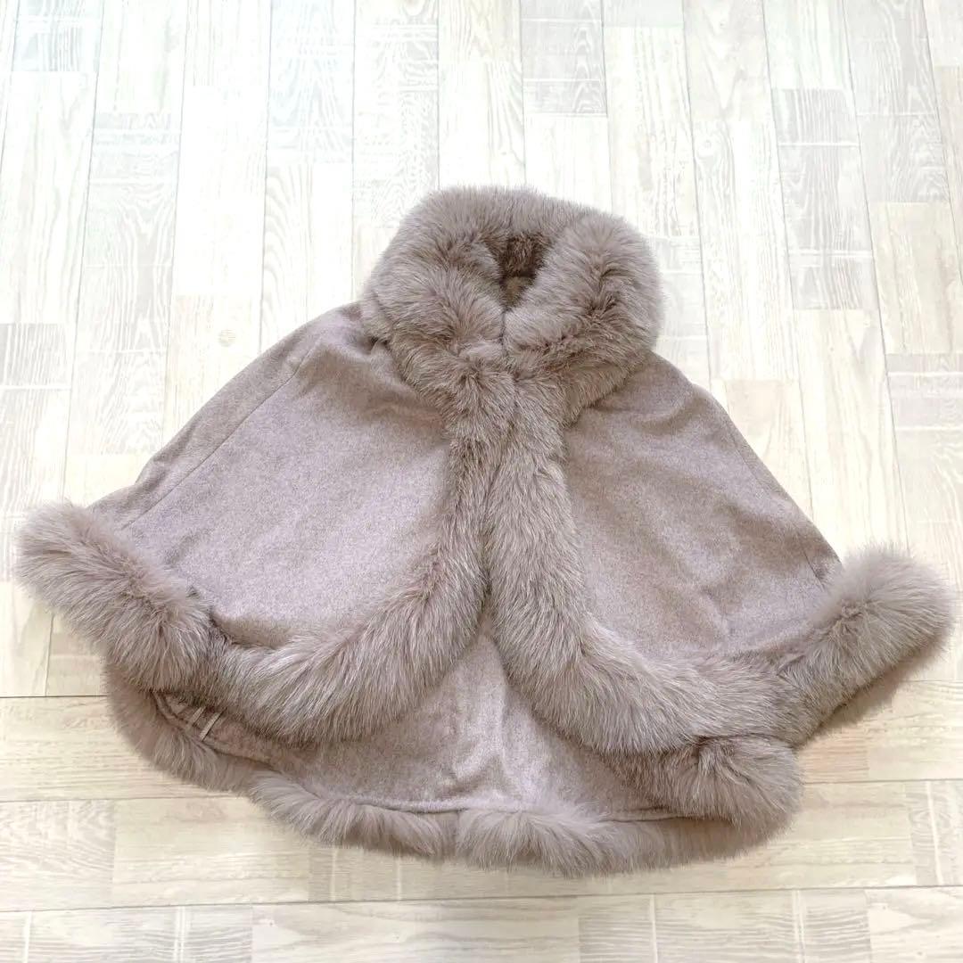 訳あり　美品　ファビオラ ムーンバット フォックスファー ポンチョ