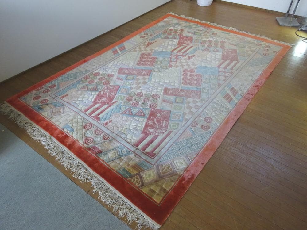 中国段通　シルク　120段　247×166センチ　センターラグ　高級絨毯