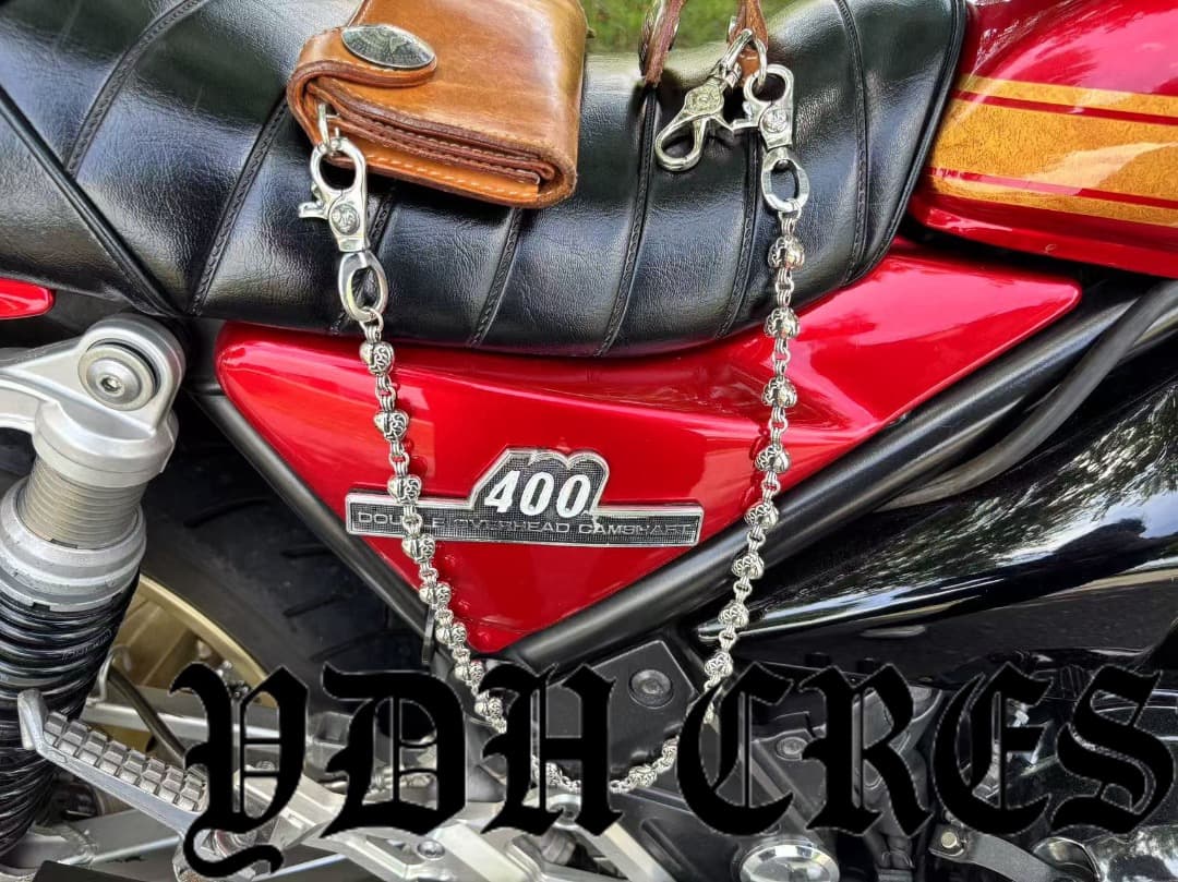 バイカー必須　ウォレット用ハート型　シルバーチェーン　TYPE3　QBKB006