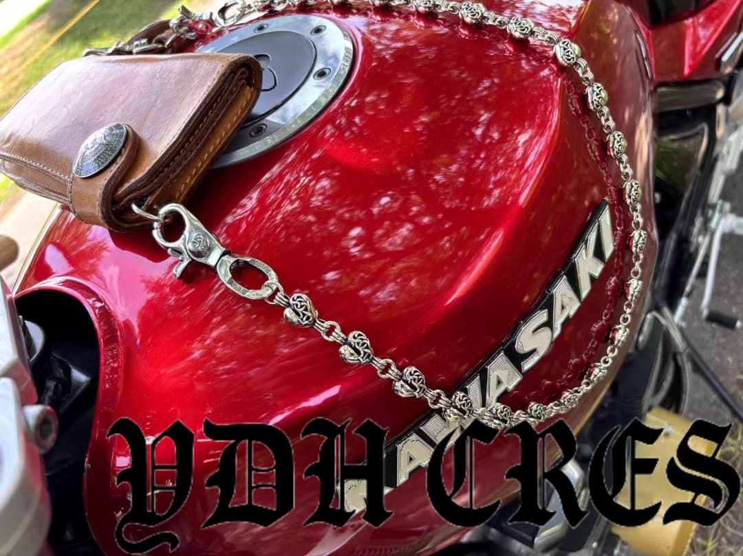 バイカー必須　ウォレット用ハート型　シルバーチェーン　TYPE3　QBKB006