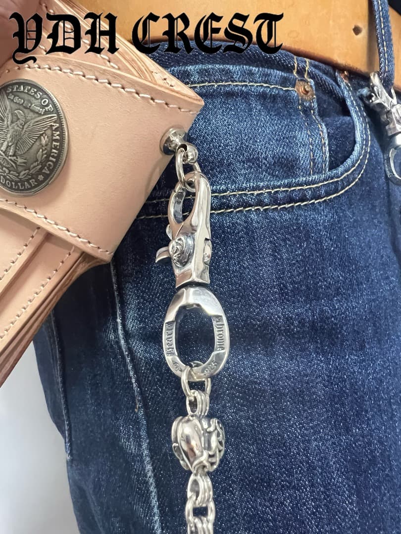 バイカー必須　ウォレット用ハート型　シルバーチェーン　TYPE3　QBKB006