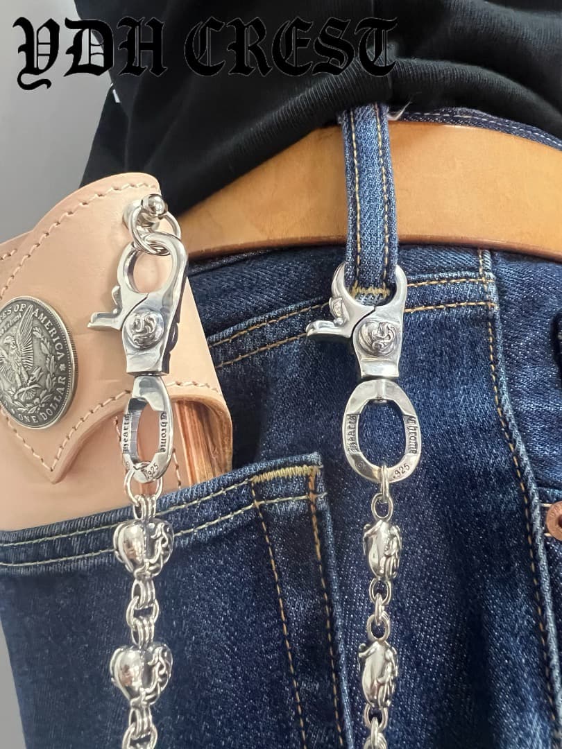 バイカー必須　ウォレット用ハート型　シルバーチェーン　TYPE3　QBKB006