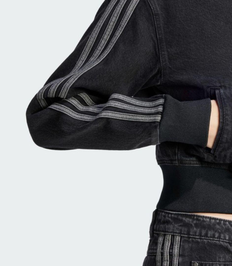 アディダス デニム ファイヤーバード トラックジャケット 黒 ジャージ 女性S