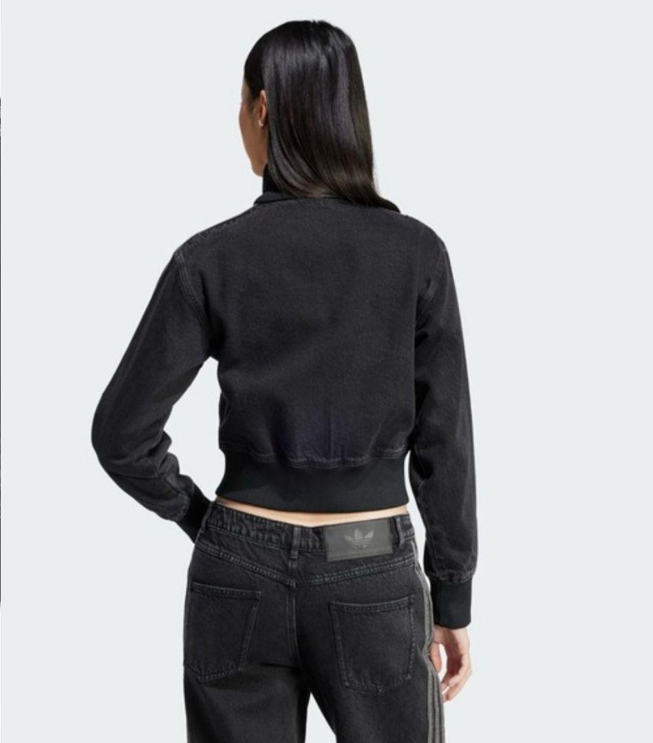 アディダス デニム ファイヤーバード トラックジャケット 黒 ジャージ 女性S