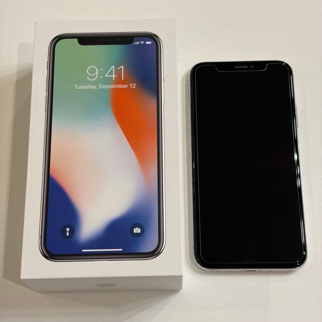 【背面割れ】 Apple iPhoneX 64GB 本体 SIMフリー　シルバー
