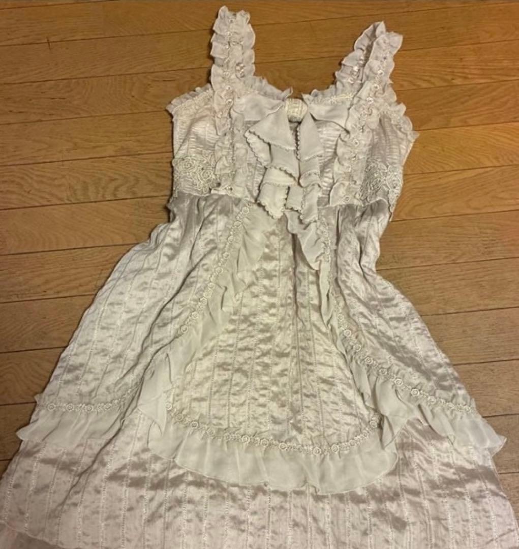 白　ひざ丈ワンピース　レース　アクシーズ　ロリィタ　fairy