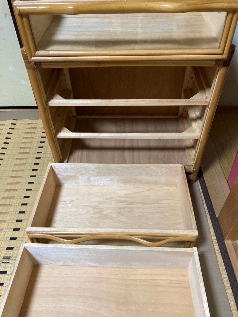 ラタンチェスト　レトロ　アンティーク 籐　キャビネット　ラタン