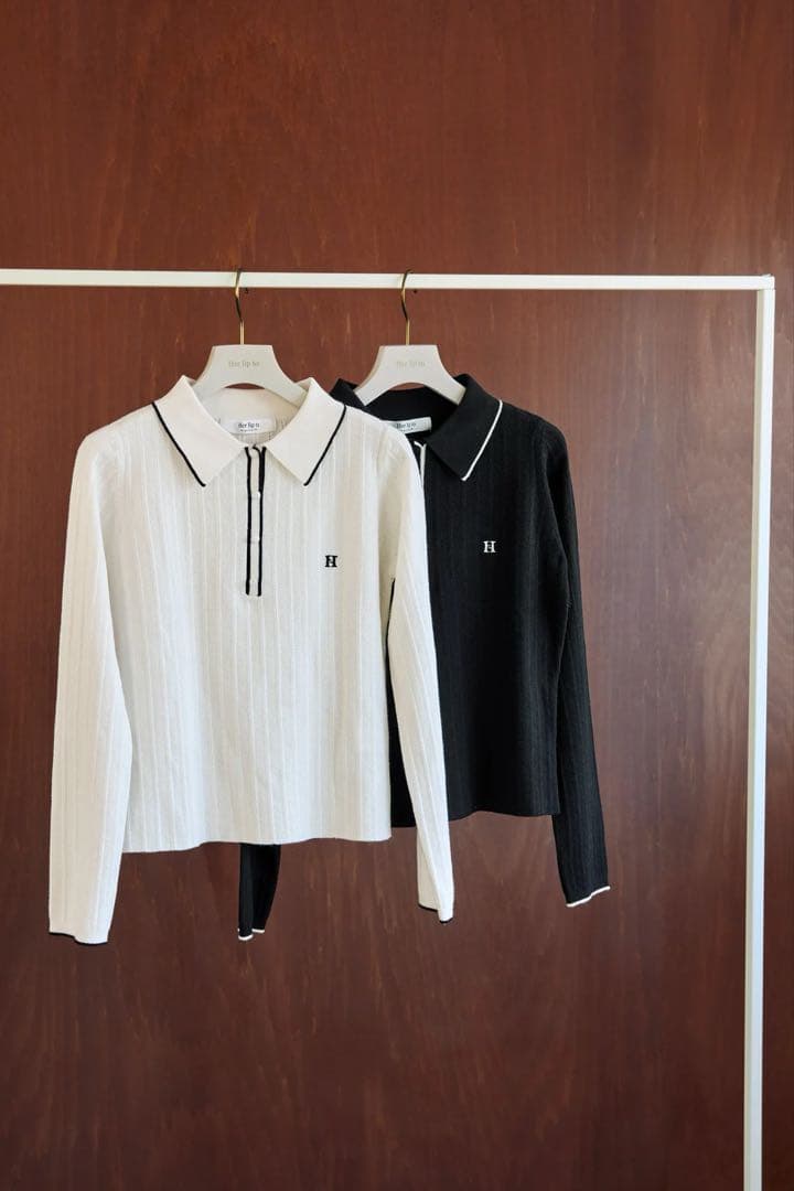 Her lip to ハーリップトゥ ピケポロニットトップホワイトフリー白