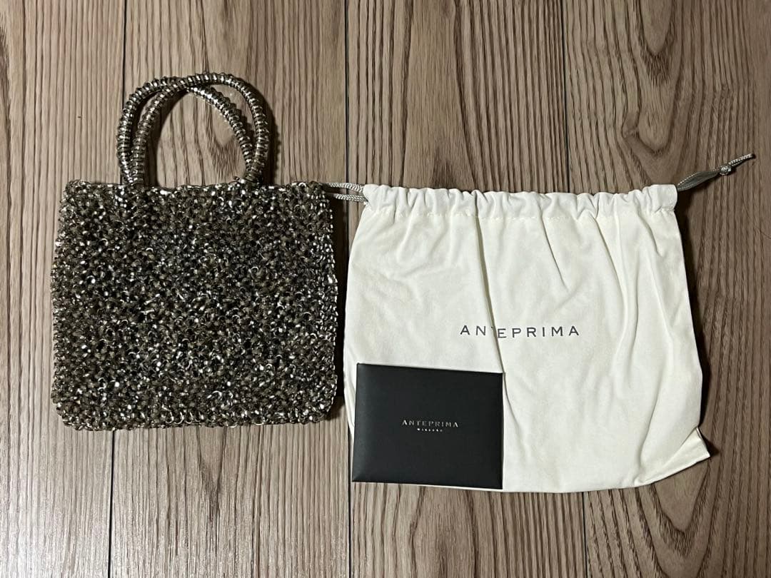 アンテプリマ　ワイヤーバッグ　スタンダードミニアトゥーラ　カーキシルバー