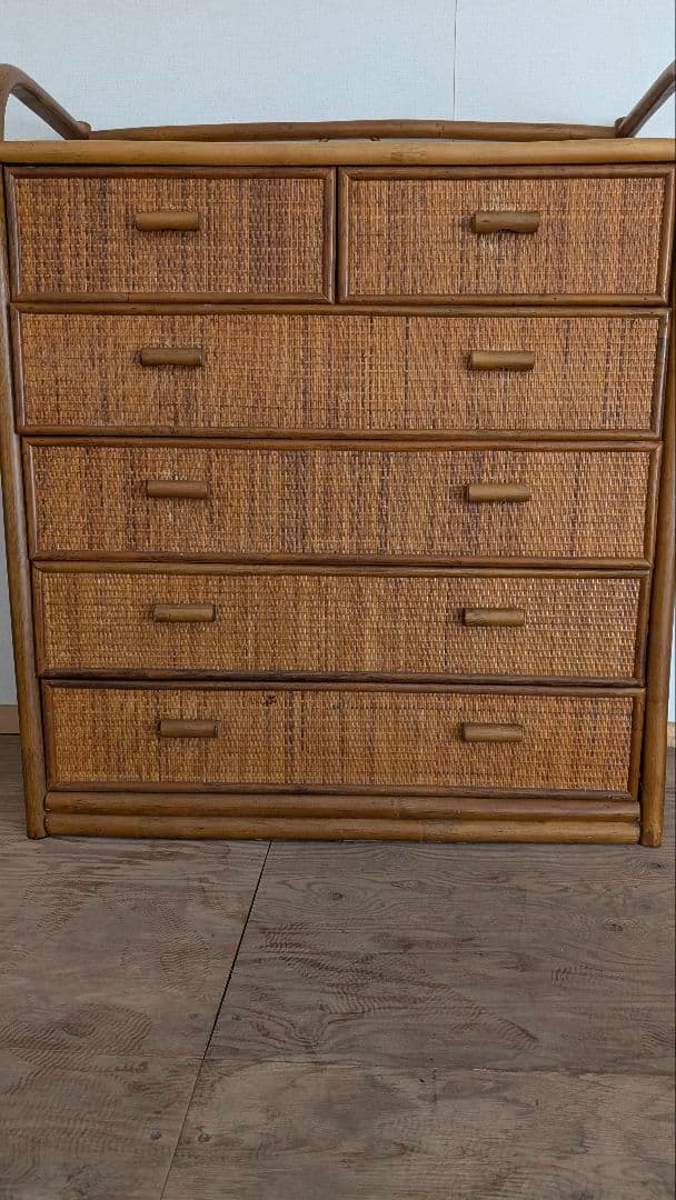 ラタンチェスト５段　藤家具