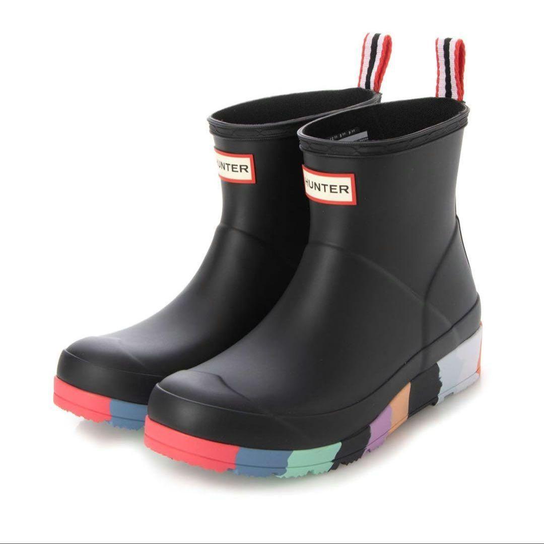 HUNTER ハンター プレイショートストライプソールブーツ 25 レインブーツ
