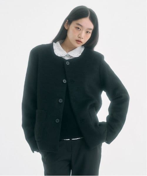 FEKETE ノーカラーウールシャギージャケット ブラック M