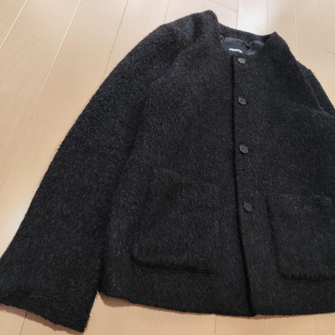 FEKETE ノーカラーウールシャギージャケット ブラック M