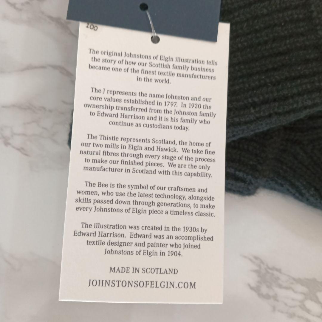 新品　ジョンストンズ　カシミヤニットリブグローブ　BLACK