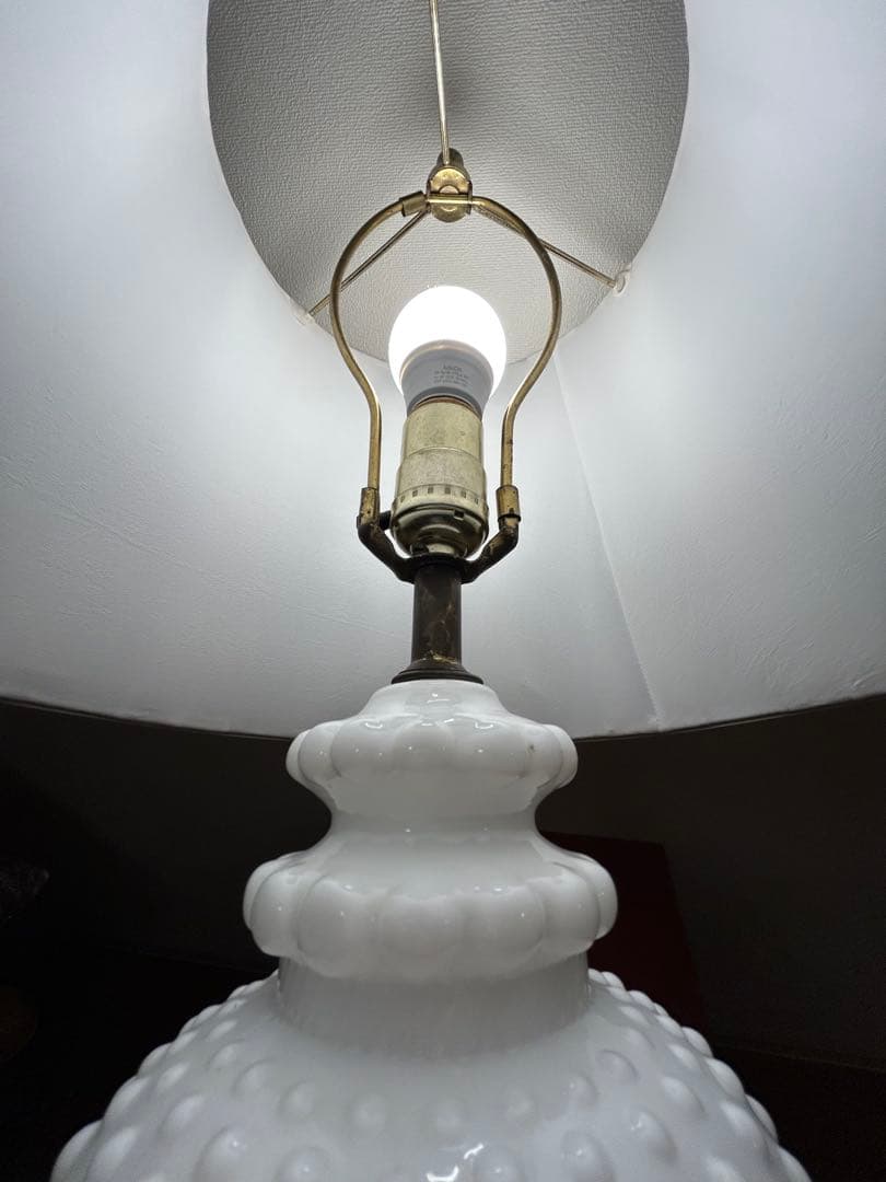 フェントン ホブネイル風 ミルクガラス ランプ　ライト fire king