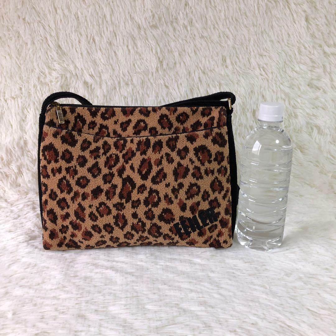 美品 フェイラー ショルダーバッグ レオパード シュニール織 ロゴ