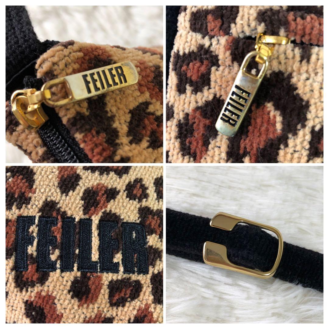 美品 フェイラー ショルダーバッグ レオパード シュニール織 ロゴ