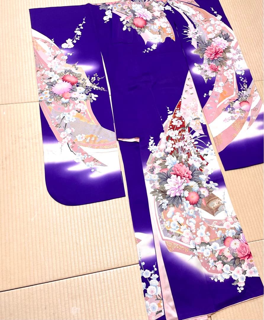 振袖 青紫 束ね熨斗
