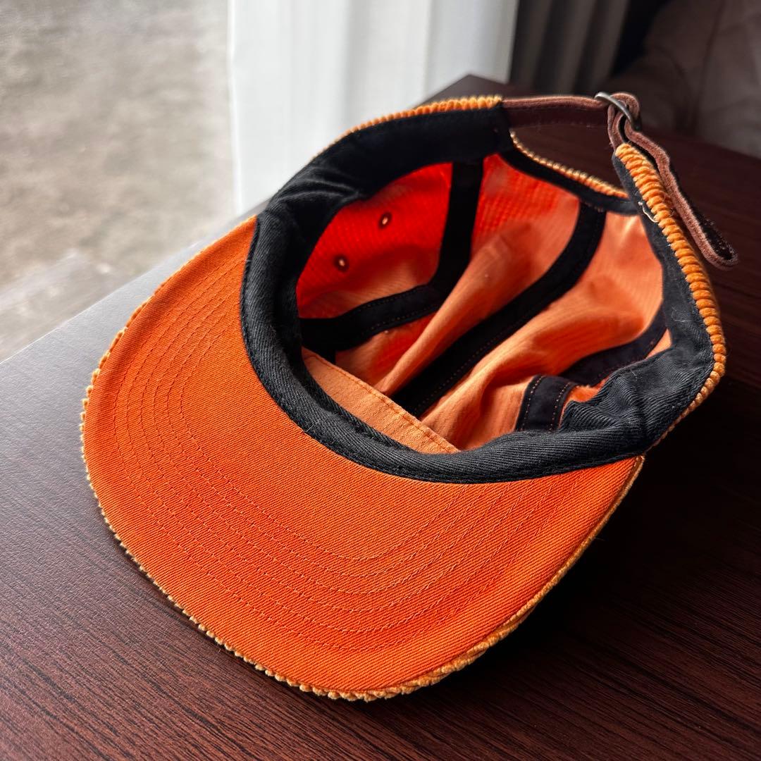 オレンジ コーデュロイ素材 Supremeキャップ